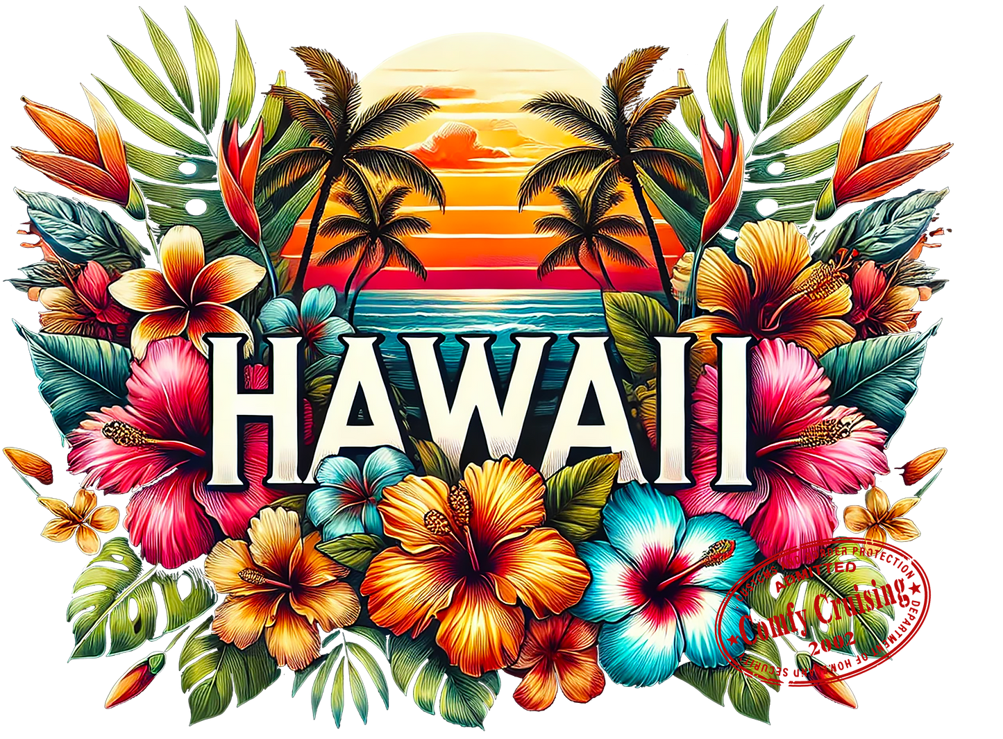 Hawaii Floral 3 Retro Design